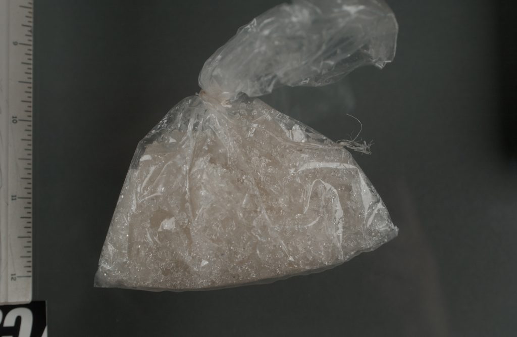 "ICE" Methamphetamine crystals small in bag ~ DEA photo